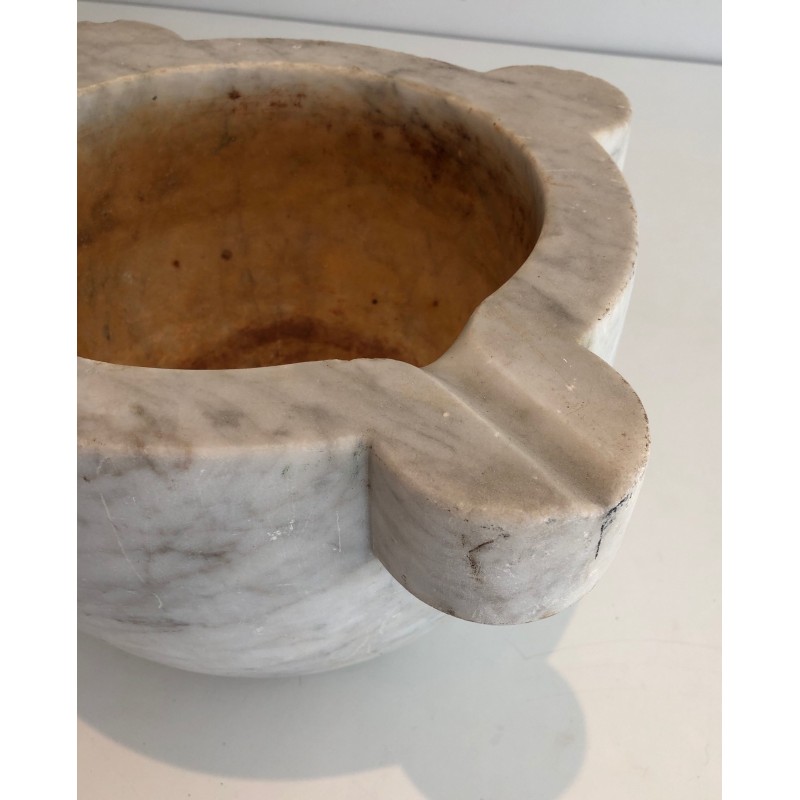 Important French Carrara Marble Mortar, 18th Century