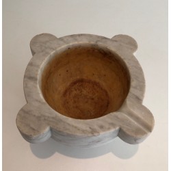 Important French Carrara Marble Mortar, 18th Century