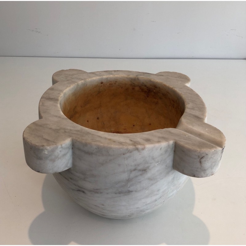 Important French Carrara Marble Mortar, 18th Century