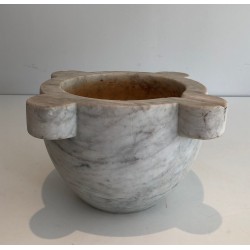 Important French Carrara Marble Mortar, 18th Century