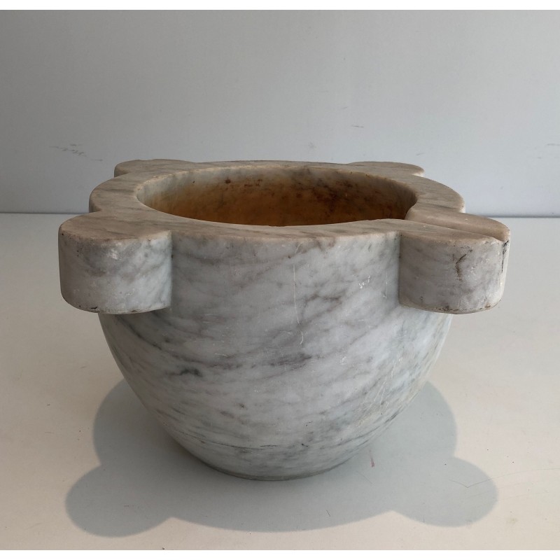 Important French Carrara Marble Mortar, 18th Century