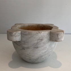 Important French Carrara Marble Mortar, 18th Century