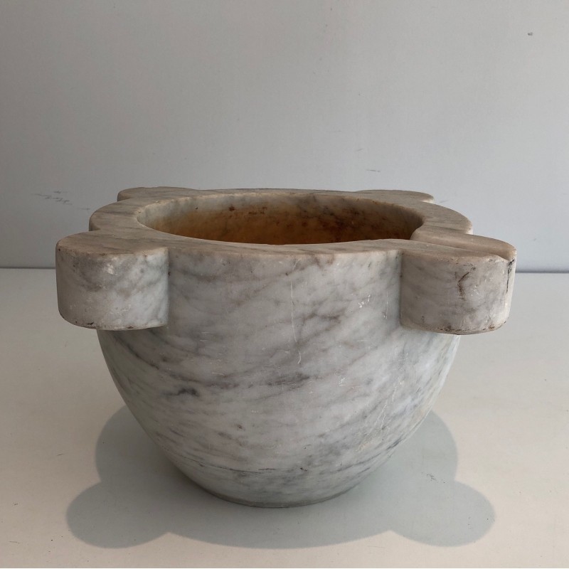 Important French Carrara Marble Mortar, 18th Century