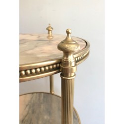 Neoclassical Style Three-Tier Brass and Marble Side Table by Maison Jansen, French Work, Circa 1940
