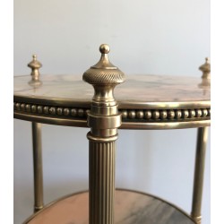 Neoclassical Style Three-Tier Brass and Marble Side Table by Maison Jansen, French Work, Circa 1940