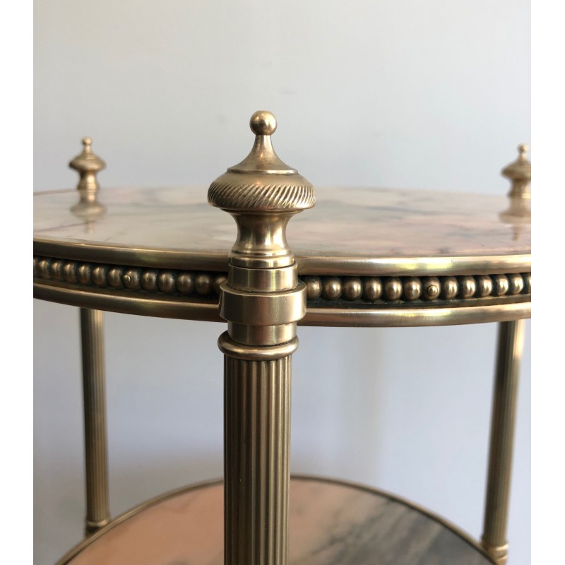 Neoclassical Style Three-Tier Brass and Marble Side Table by Maison Jansen, French Work, Circa 1940