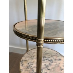Neoclassical Style Three-Tier Brass and Marble Side Table by Maison Jansen, French Work, Circa 1940