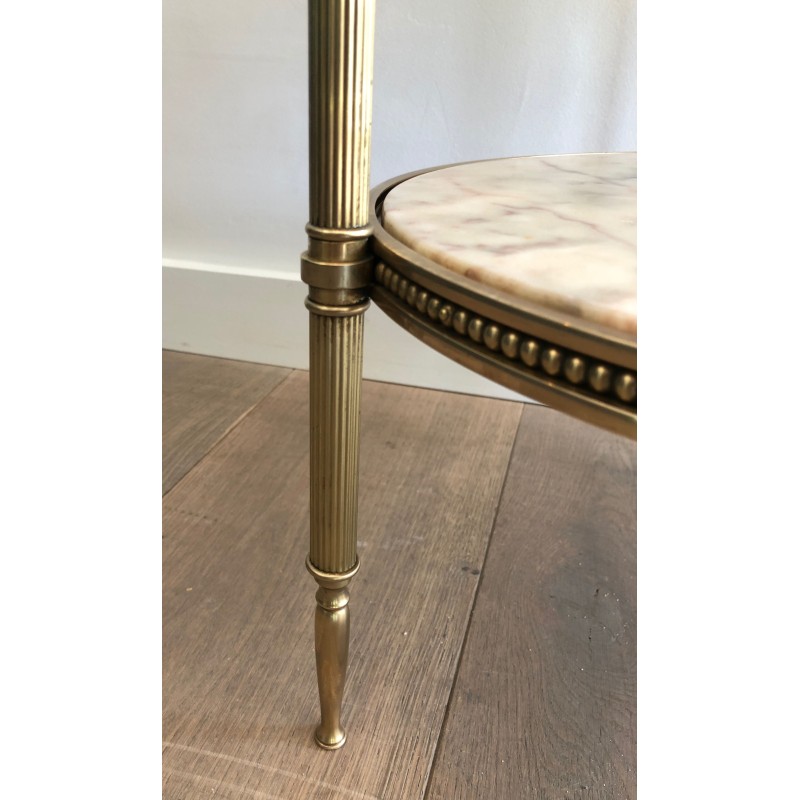 Neoclassical Style Three-Tier Brass and Marble Side Table by Maison Jansen, French Work, Circa 1940