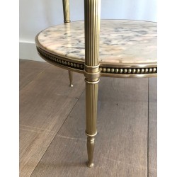Neoclassical Style Three-Tier Brass and Marble Side Table by Maison Jansen, French Work, Circa 1940