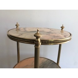 Neoclassical Style Three-Tier Brass and Marble Side Table by Maison Jansen, French Work, Circa 1940