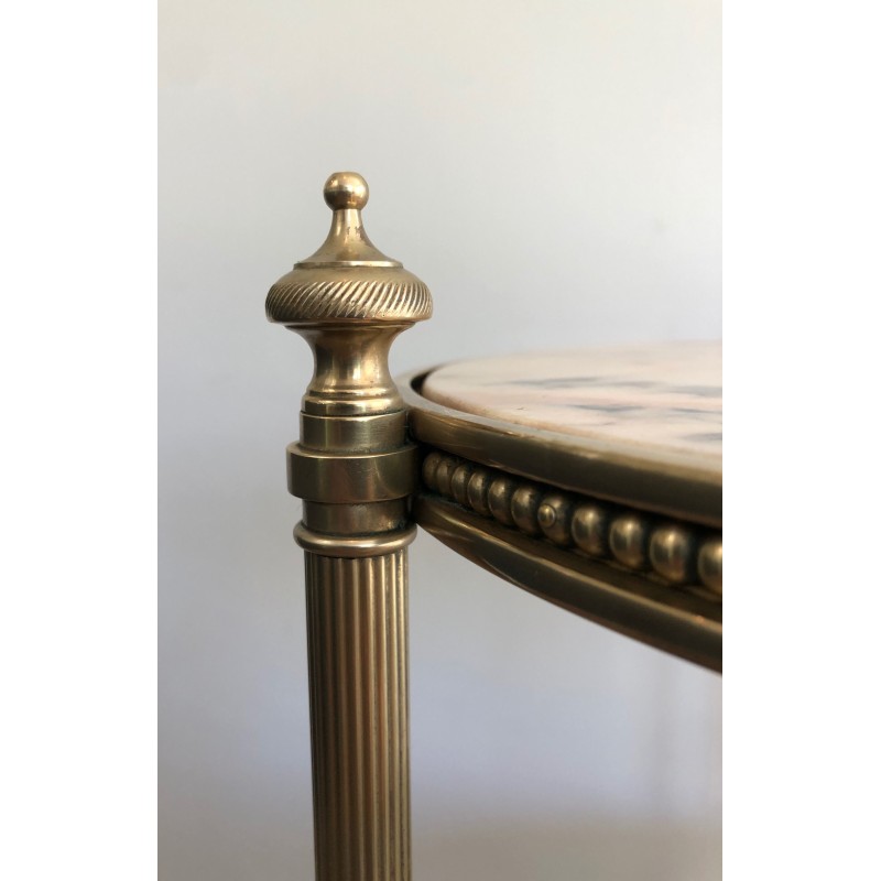 Neoclassical Style Three-Tier Brass and Marble Side Table by Maison Jansen, French Work, Circa 1940