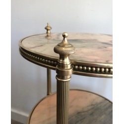 Neoclassical Style Three-Tier Brass and Marble Side Table by Maison Jansen, French Work, Circa 1940