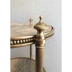 Neoclassical Style Three-Tier Brass and Marble Side Table by Maison Jansen, French Work, Circa 1940