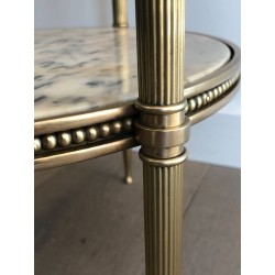 Neoclassical Style Three-Tier Brass and Marble Side Table by Maison Jansen, French Work, Circa 1940