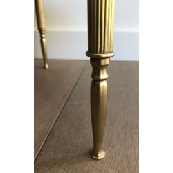 Neoclassical Style Three-Tier Brass and Marble Side Table by Maison Jansen, French Work, Circa 1940