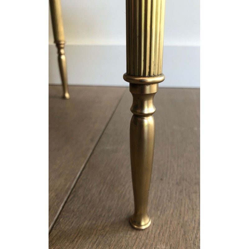 Neoclassical Style Three-Tier Brass and Marble Side Table by Maison Jansen, French Work, Circa 1940