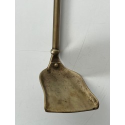 Neoclassical Style Brass Fireplace Tools Set with Fleur-de-Lis Motifs, French Work, Circa 1970