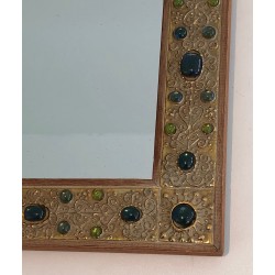 Petit Miroir Décoratif Orné d'Éléments en Résine Imitant la Pierre, Travail Français, Vers 1970