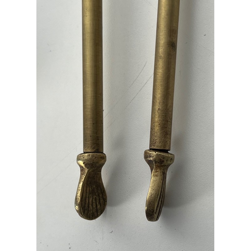 Nécessaire de Feu de Style Néoclassique en Laiton aux Fleurs de Lys, Travail Français, Vers 1970