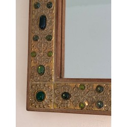 Petit Miroir Décoratif Orné d'Éléments en Résine Imitant la Pierre, Travail Français, Vers 1970