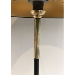 Lampadaire en Métal Laqué Noir et Laiton, Travail Français, vers 1950 | Maison BARROIS