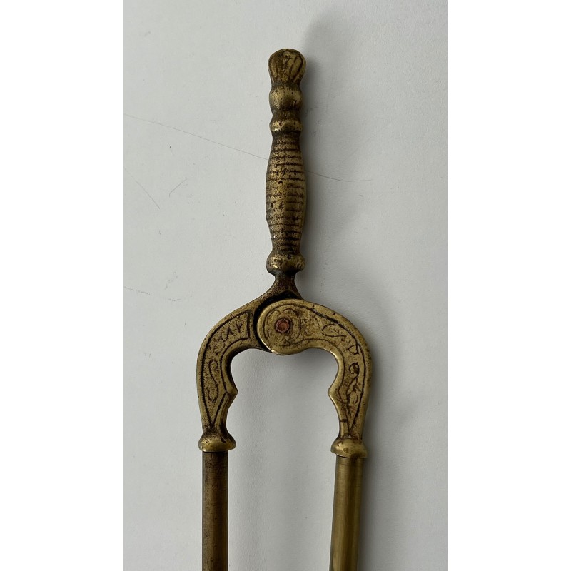 Nécessaire de Feu de Style Néoclassique en Laiton aux Fleurs de Lys, Travail Français, Vers 1970