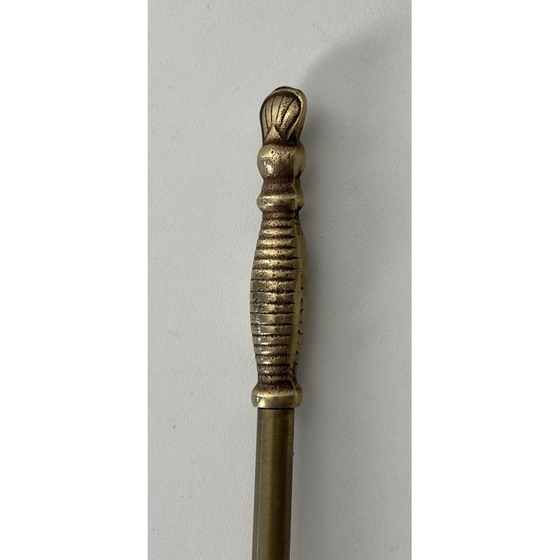 Neoclassical Style Brass Fireplace Tools Set with Fleur-de-Lis Motifs, French Work, Circa 1970