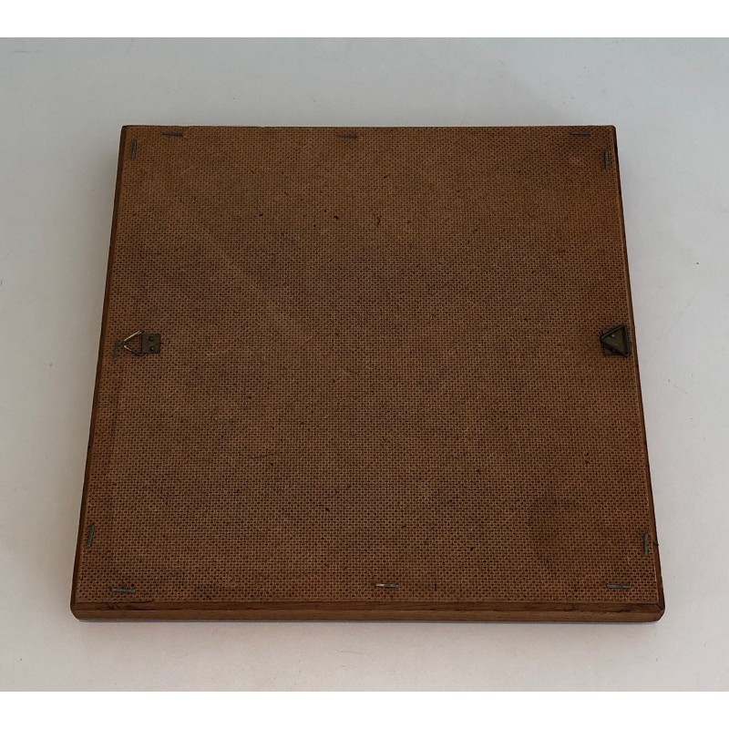 Petit Miroir Décoratif Orné d'Éléments en Résine Imitant la Pierre, Travail Français, Vers 1970