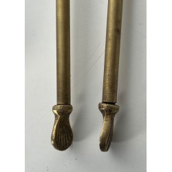 Neoclassical Style Brass Fireplace Tools Set with Fleur-de-Lis Motifs, French Work, Circa 1970