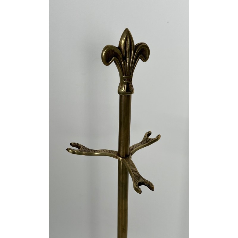 Nécessaire de Feu de Style Néoclassique en Laiton aux Fleurs de Lys, Travail Français, Vers 1970