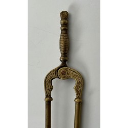 Nécessaire de Feu de Style Néoclassique en Laiton aux Fleurs de Lys, Travail Français, Vers 1970