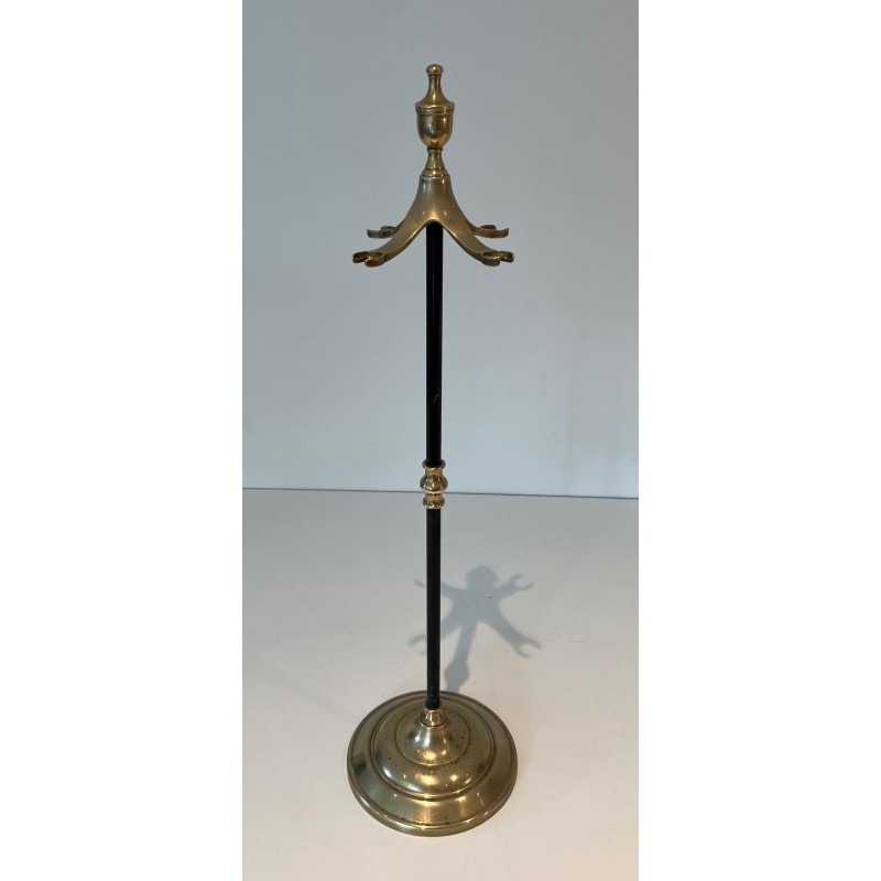 Nécessaire de Feu en Laiton et Métal Laqué Noir, Travail Français, Vers 1970