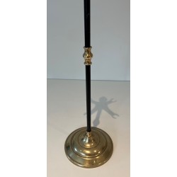 Nécessaire de Feu en Laiton et Métal Laqué Noir, Travail Français, Vers 1970