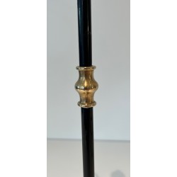 Nécessaire de Feu en Laiton et Métal Laqué Noir, Travail Français, Vers 1970