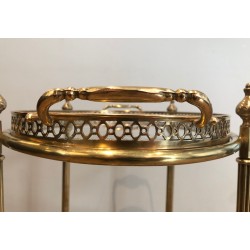 Oval Brass Drinks Trolley with Removable Tray and Bottle Holder, French Work by Maison Jansen, Circa 1940