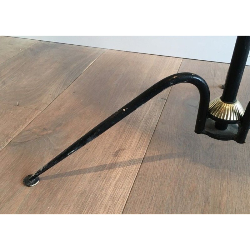 Lampadaire en Métal Laqué Noir et Laiton, Travail Français, vers 1950 | Maison BARROIS