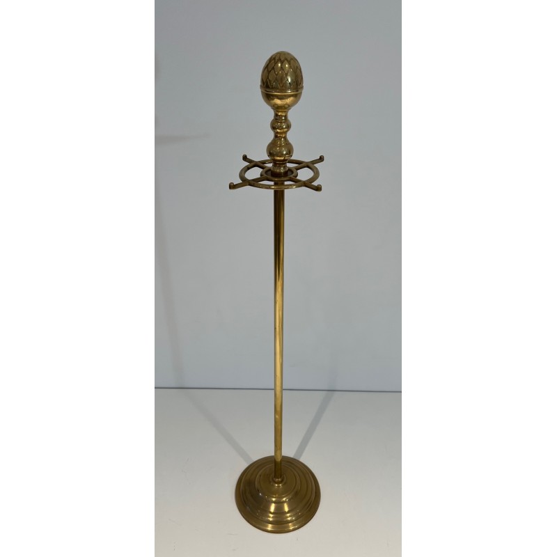 Neoclassical Style Brass Fireplace Tools on Stand Attributed to Maison Jansen 