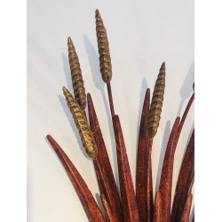 Red Lacquered and Gilded Wheat Sheaf Wall Sconce, French Work in the Style of Coco Chanel, Circa 1970