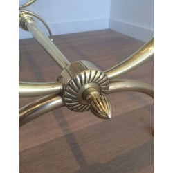 Table Basse Néoclassique en Laiton et Verre par Raymond Subes, Travail Français, Vers 1940