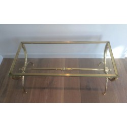Neoclassical Brass and Glass Coffee Table by Raymond Subes, French Work, Circa 1940