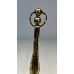 Pair of Neoclassical Style Brass and Wrought Iron Andirons, French Work, Circa 1970