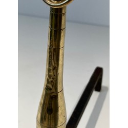 Pair of Neoclassical Style Brass and Wrought Iron Andirons, French Work, Circa 1970