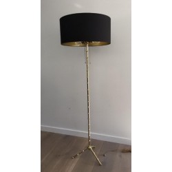 Faux-Bambou Bronze and Brass Floor Lamp by Jacques Adnet