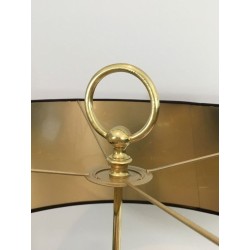 Neoclassical Brushed Steel and Brass Floor Lamp In the Style of Maison Charles