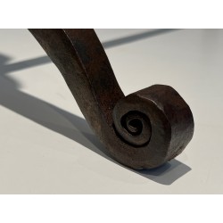 Paire de Chenets en Fer Forgé, Travail Français dans le Goût de Jacques Adnet, Vers 1950