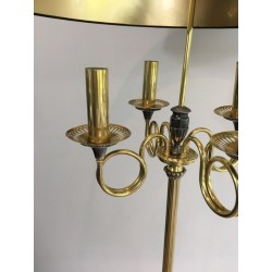 Lampadaire de Parquet en Acier Brossé et Laiton. Dans le goût de la Maison Charles