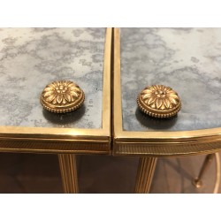 Tripartite Brass and Églomisé Mirror Coffee Table by Maison Baguès, French Work, Circa 1940