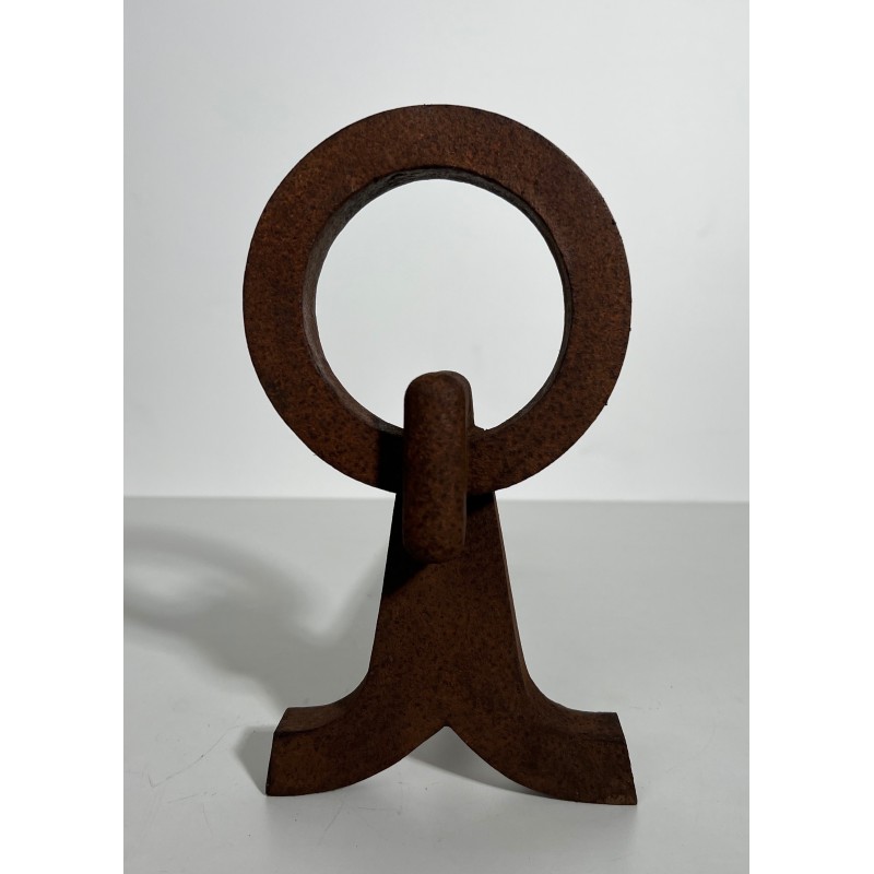 Pair of Modernist Wrought Iron Andirons, French Work in the Style of Jacques Adnet, Circa 1950