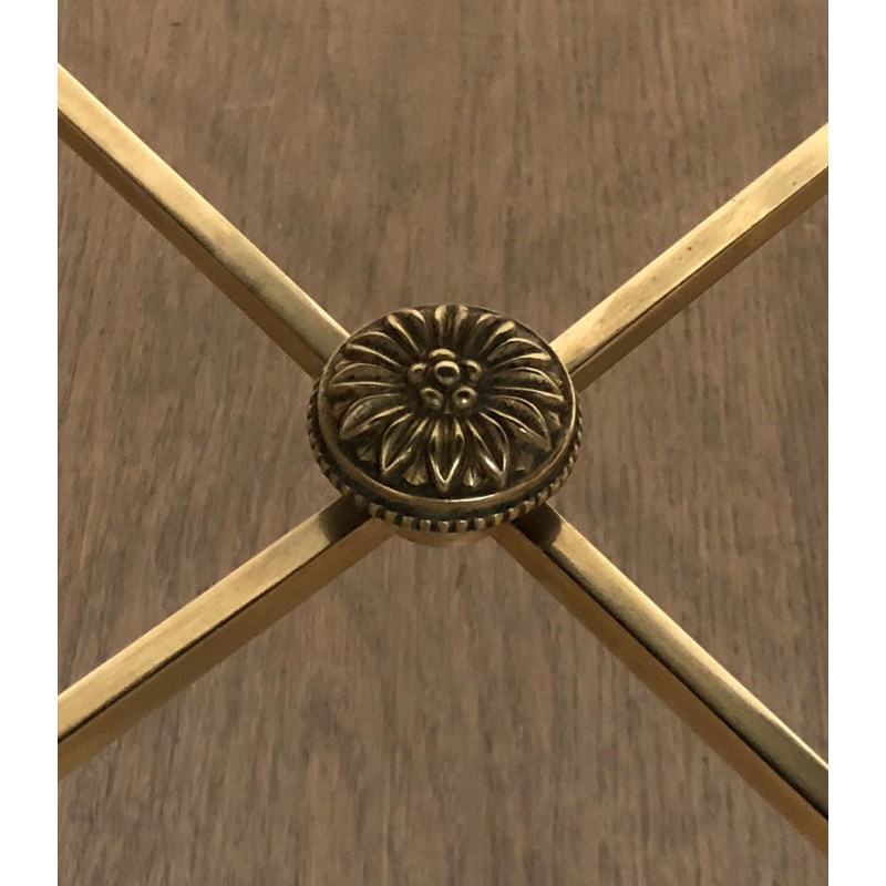 Table Basse Tripartite en Laiton et Miroirs Églomisés de la Maison Baguès, Travail Français, Vers 1940
