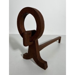 Paire de Chenets Modernistes en Fer Forgé, Travail Français dans le Goût de Jacques Adnet, Vers 1950